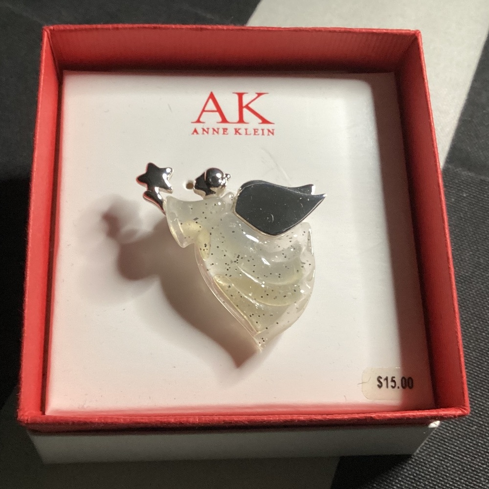 Vintage Anne Klein Angel Holding A Star Brooch New in Box